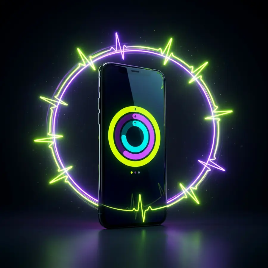 A phone surrounded by a glowing heartbeat ring